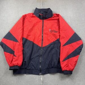 Racing Champions Jacket Mens‎ XL Red Pontiac Racing Windbreaker Lined Full Zip